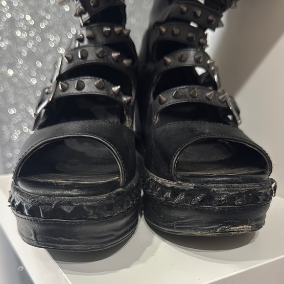 Dolls Kill Black Platform Combat Boots - Picture 3 of 6
